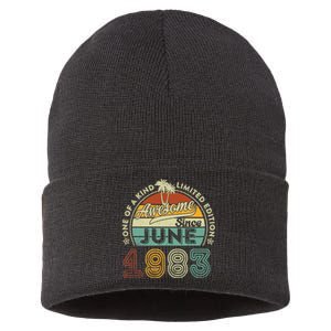 40 Year Old Awesome Since June 1983 40th Birthday Sustainable Knit Beanie