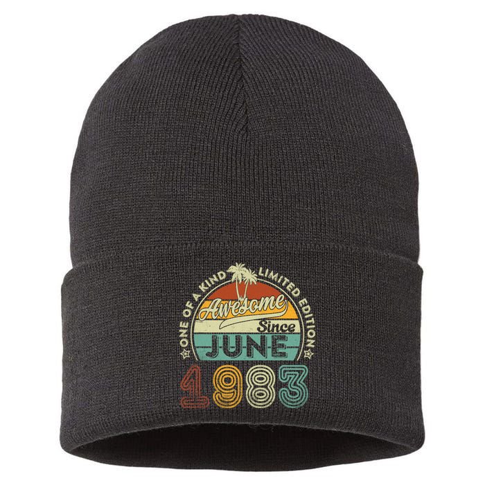 40 Year Old Awesome Since June 1983 40th Birthday Sustainable Knit Beanie