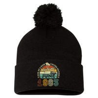 40 Year Old Awesome Since June 1983 40th Birthday Pom Pom 12in Knit Beanie