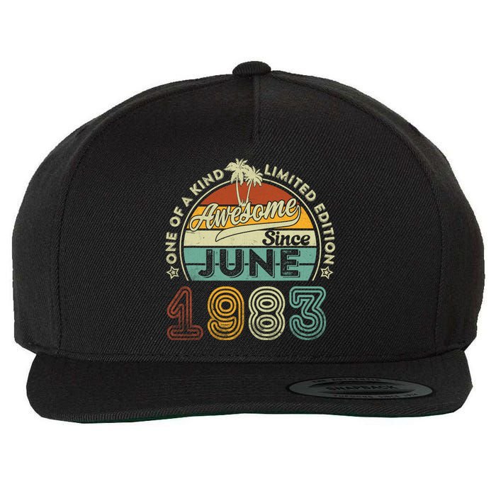 40 Year Old Awesome Since June 1983 40th Birthday Wool Snapback Cap