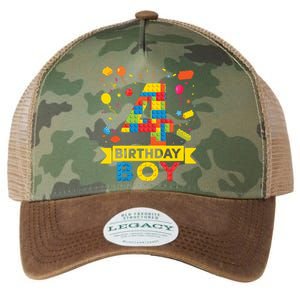 4 Year Old Building Blocks 4th Birthday Boy Legacy Tie Dye Trucker Hat