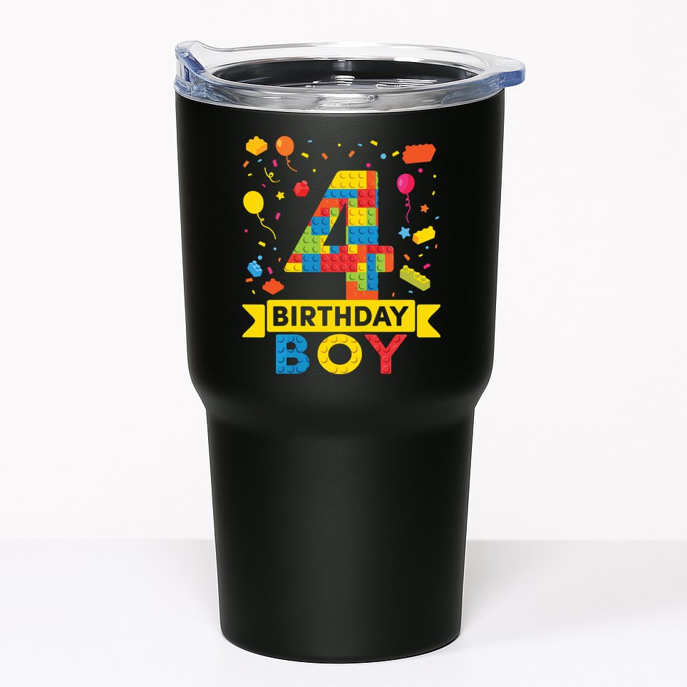 4 Year Old Building Blocks 4th Birthday Boy Tumbler