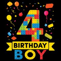4 Year Old Building Blocks 4th Birthday Boy Cropped Pullover Crew