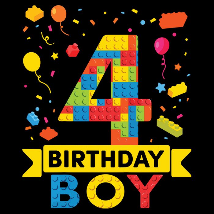 4 Year Old Building Blocks 4th Birthday Boy Cropped Pullover Crew