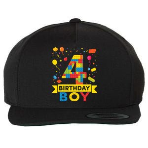 4 Year Old Building Blocks 4th Birthday Boy Wool Snapback Cap