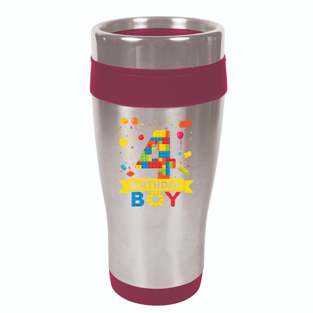 4 Year Old Building Blocks 4th Birthday Boy 16oz Travel Tumbler