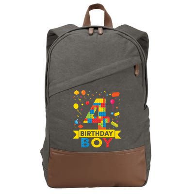 4 Year Old Building Blocks 4th Birthday Boy Cotton Canvas Backpack