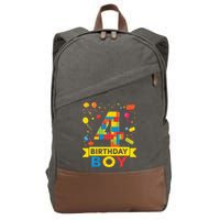 4 Year Old Building Blocks 4th Birthday Boy Cotton Canvas Backpack