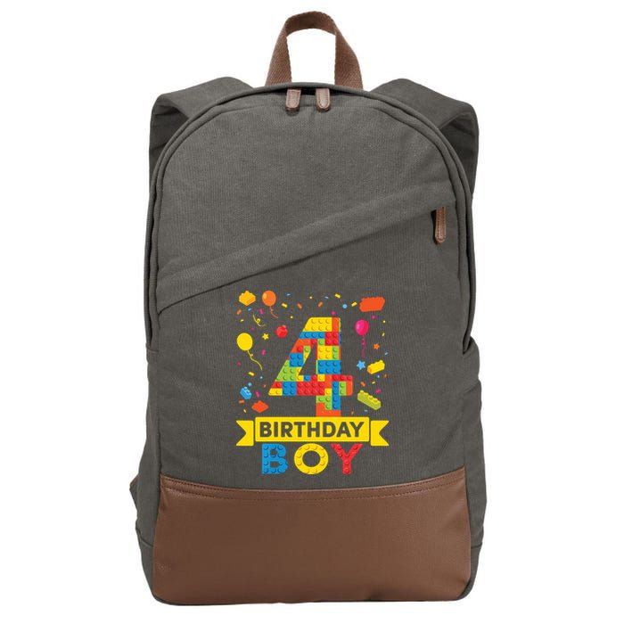 4 Year Old Building Blocks 4th Birthday Boy Cotton Canvas Backpack