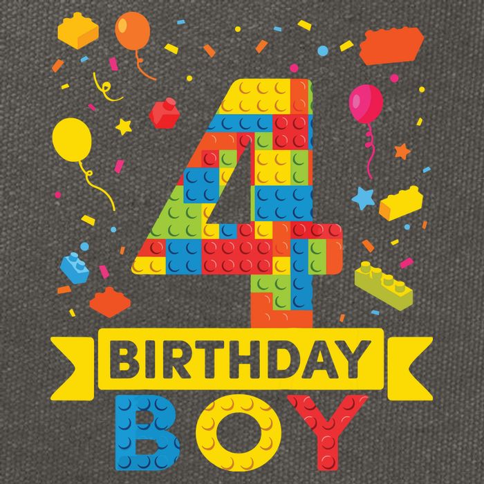 4 Year Old Building Blocks 4th Birthday Boy Cotton Canvas Backpack
