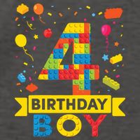 4 Year Old Building Blocks 4th Birthday Boy Vector Backpack