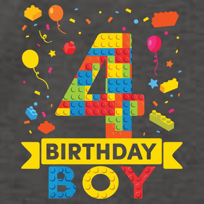 4 Year Old Building Blocks 4th Birthday Boy Vector Backpack