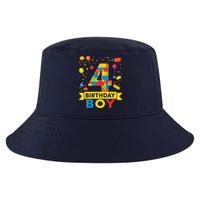 4 Year Old Building Blocks 4th Birthday Boy Cool Comfort Performance Bucket Hat