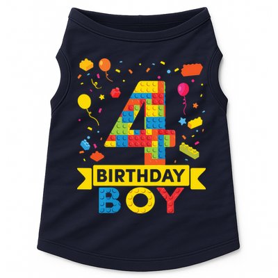 4 Year Old Building Blocks 4th Birthday Boy Doggie Tank