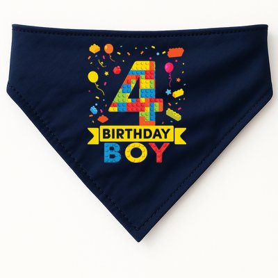 4 Year Old Building Blocks 4th Birthday Boy USA-Made Doggie Bandana