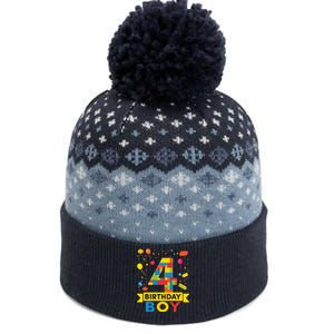 4 Year Old Building Blocks 4th Birthday Boy The Baniff Cuffed Pom Beanie