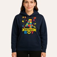 4 Year Old Building Blocks 4th Birthday Boy Hoodie