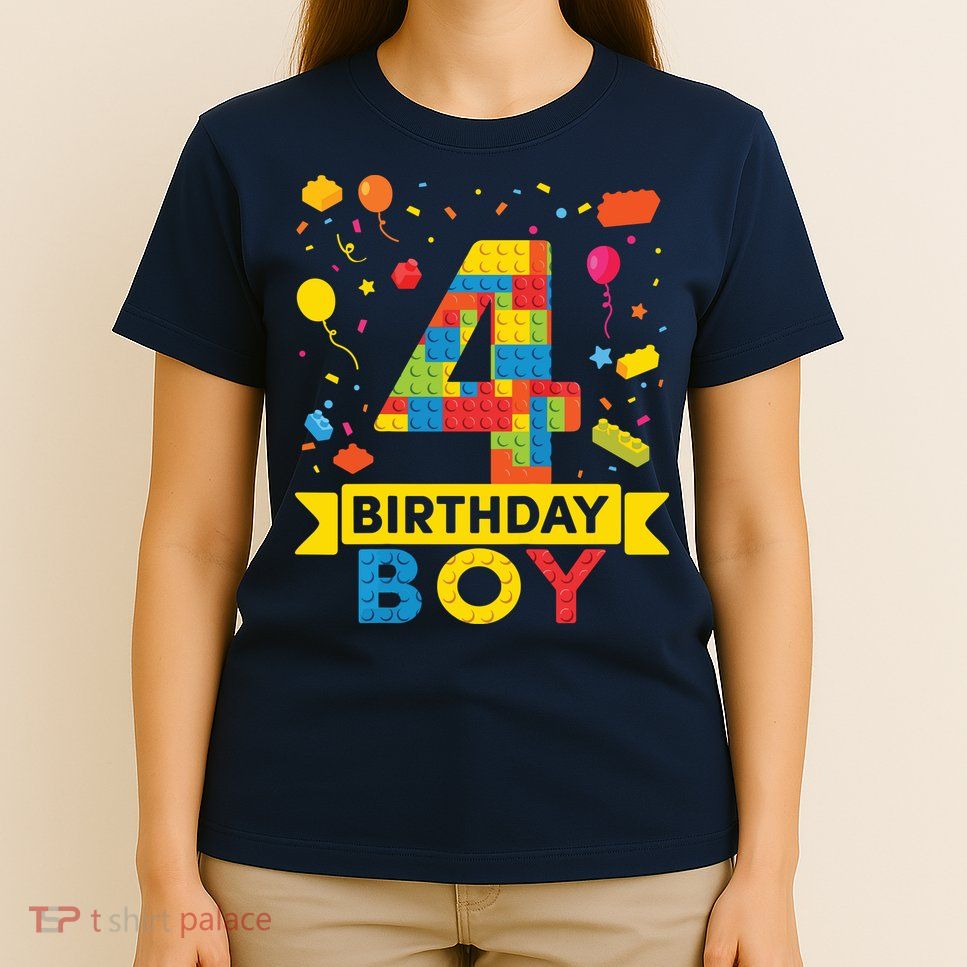 4 Year Old Building Blocks 4th Birthday Boy T-Shirt