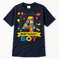 4 Year Old Building Blocks 4th Birthday Boy Tall T-Shirt