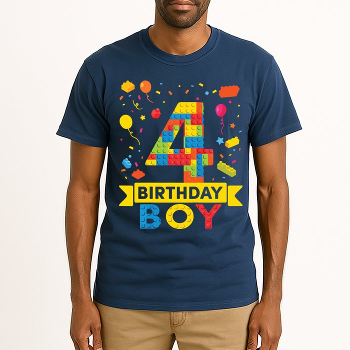 4 Year Old Building Blocks 4th Birthday Boy Tall T-Shirt