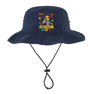 4 Year Old Building Blocks 4th Birthday Boy Legacy Cool Fit Booney Bucket Hat