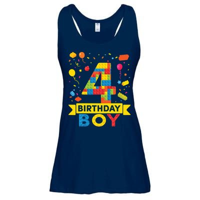 4 Year Old Building Blocks 4th Birthday Boy Ladies Essential Flowy Tank