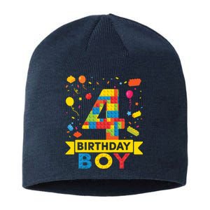 4 Year Old Building Blocks 4th Birthday Boy Sustainable Beanie