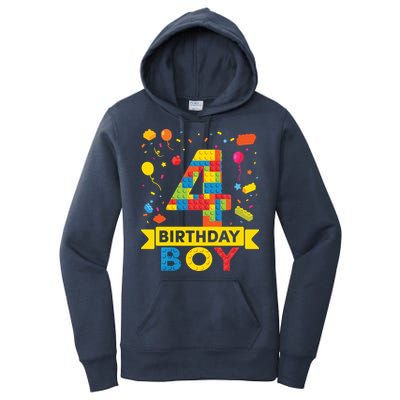 4 Year Old Building Blocks 4th Birthday Boy Women's Pullover Hoodie