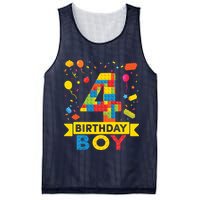 4 Year Old Building Blocks 4th Birthday Boy Mesh Reversible Basketball Jersey Tank