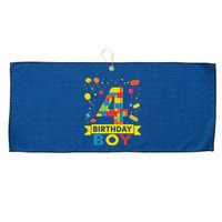 4 Year Old Building Blocks 4th Birthday Boy Large Microfiber Waffle Golf Towel
