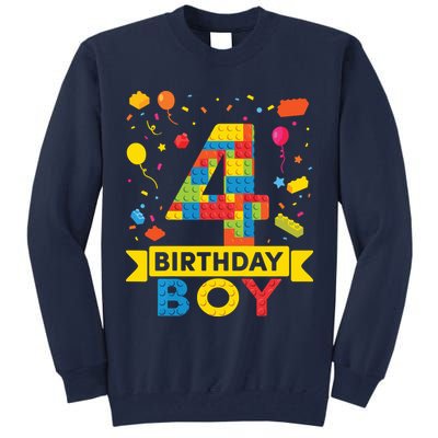 4 Year Old Building Blocks 4th Birthday Boy Tall Sweatshirt