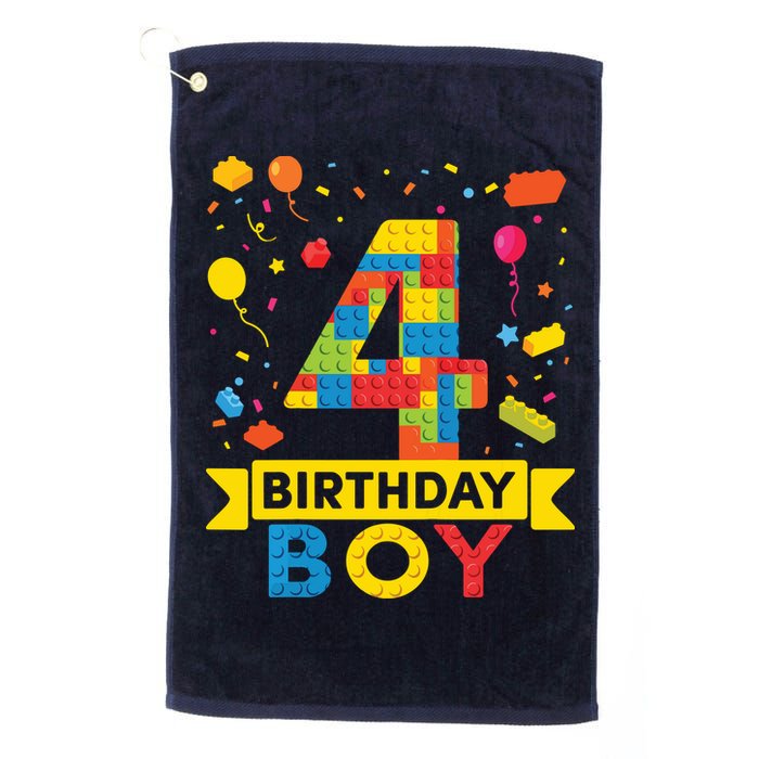 4 Year Old Building Blocks 4th Birthday Boy Golf Towel