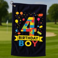 4 Year Old Building Blocks 4th Birthday Boy Golf Towel