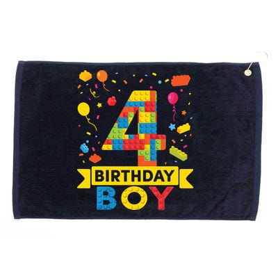 4 Year Old Building Blocks 4th Birthday Boy Grommeted Golf Towel