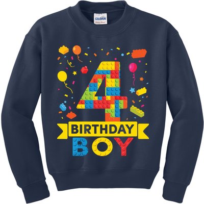 4 Year Old Building Blocks 4th Birthday Boy Kids Sweatshirt
