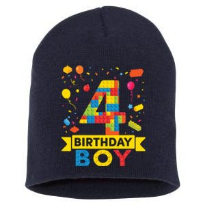 4 Year Old Building Blocks 4th Birthday Boy Short Acrylic Beanie