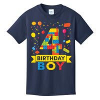 4 Year Old Building Blocks 4th Birthday Boy Kids T-Shirt