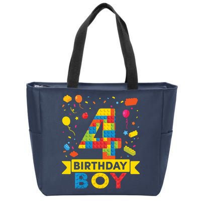4 Year Old Building Blocks 4th Birthday Boy Zip Tote Bag