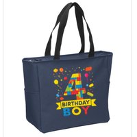 4 Year Old Building Blocks 4th Birthday Boy Zip Tote Bag