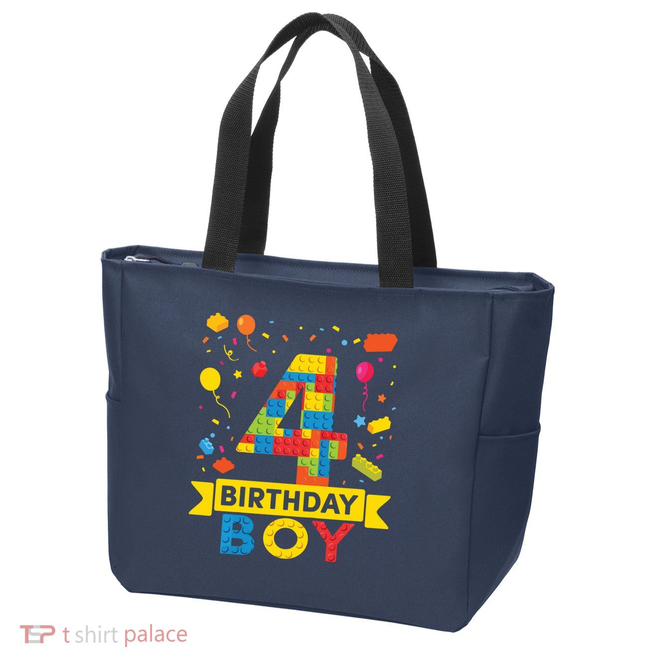 4 Year Old Building Blocks 4th Birthday Boy Zip Tote Bag
