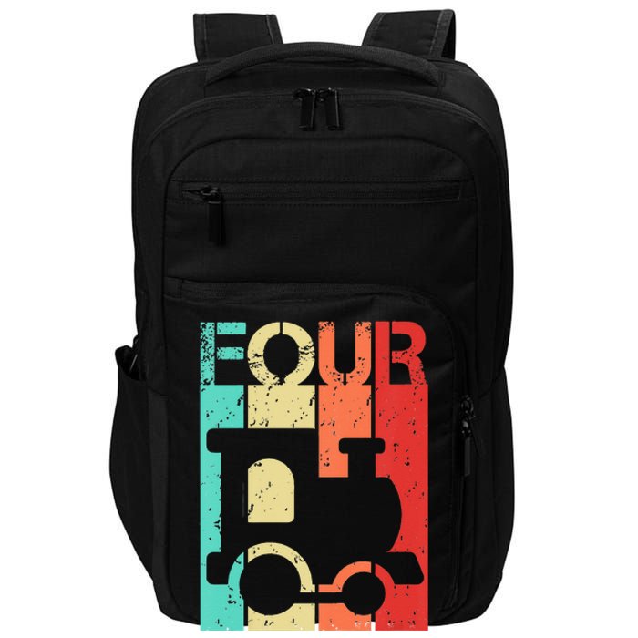 4 Year Old Train Birthday Fourth 4th Birthday Impact Tech Backpack