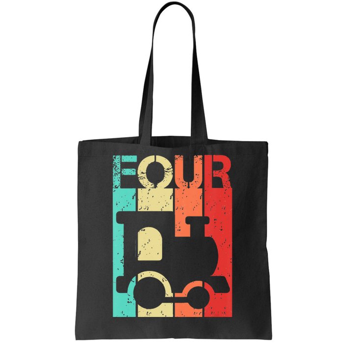 4 Year Old Train Birthday Fourth 4th Birthday Tote Bag