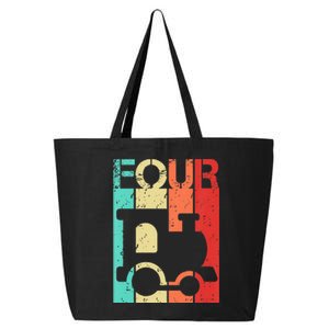 4 Year Old Train Birthday Fourth 4th Birthday 25L Jumbo Tote