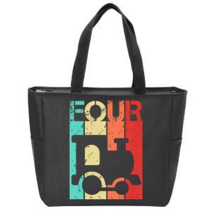 4 Year Old Train Birthday Fourth 4th Birthday Zip Tote Bag