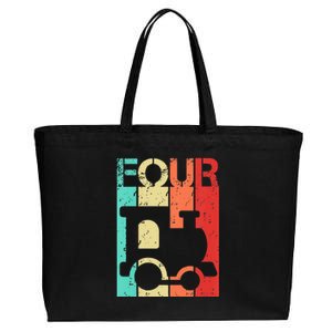 4 Year Old Train Birthday Fourth 4th Birthday Cotton Canvas Jumbo Tote