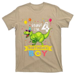 4 Year Old 4th Birthday Boy T Rex Dinosaur T T-Shirt