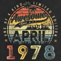 45 Year Old Awesome Since April 1978 45th Birthday 7 Panel Mesh Trucker Snapback Hat