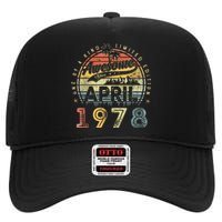 45 Year Old Awesome Since April 1978 45th Birthday High Crown Mesh Back Trucker Hat