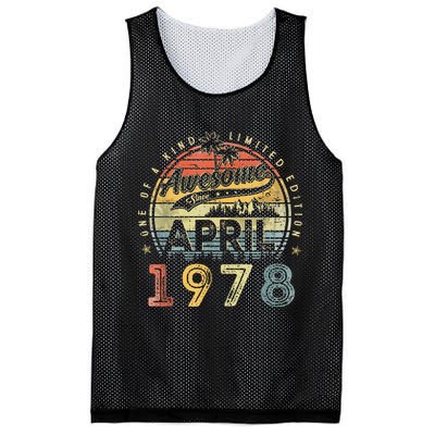 45 Year Old Awesome Since April 1978 45th Birthday Mesh Reversible Basketball Jersey Tank