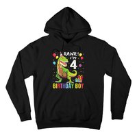 4 Year Old 4th Birthday Rex Dinosaur Hoodie